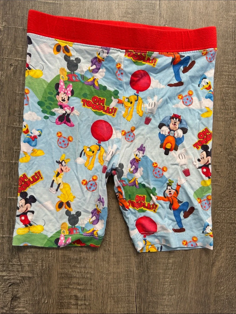 Light Blue Disney Character Kids Short Bamboo Pajama Set with Red Trim
